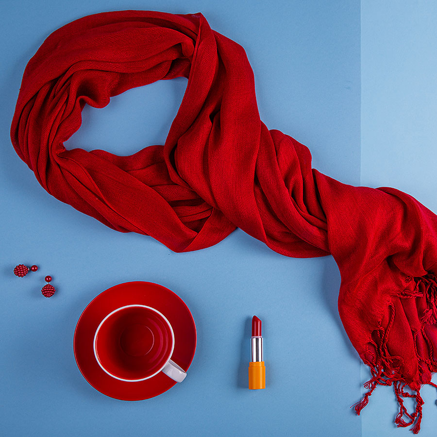 Набор подарочный CHERRYFAIRE: шарф, чайная пара, коробка, стружка, красный, ААА Групп, Наборы с ежедневником,  a297-8629