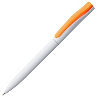 Ручка шариковая Pin, белая с оранжевым, цена: 25 руб.