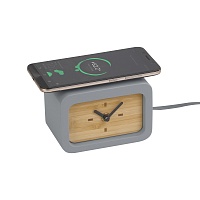 Часы "Stonehenge" с беспроводным зарядным устройством, камень/бамбук, цена: 2549 руб.