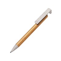 Ручка шариковая с подставкой для смартфона CLARION, бамбук, пластик с пшеничным волокном, цена: 86 руб.