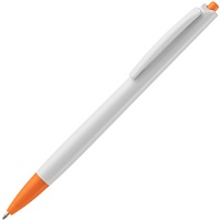 Ручка шариковая Tick, белая с оранжевым, цена: 14 руб.