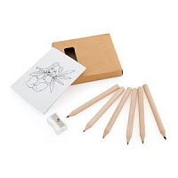 Набор цветных карандашей с раскрасками и точилкой "Figgy", 7,4х9х1,5см, дерево, картон, бумага, цена: 115 руб.