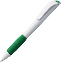 Ручка шариковая Grip, белая с зеленым, цена: 25 руб.