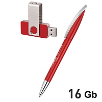 Набор ручка + флеш-карта 16Гб в футляре, красный, цена: 1266 руб.