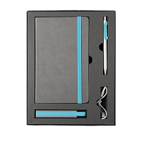 Набор  FANCY:универсальное зарядное устройство(2200мАh), блокнот и ручка в подарочной коробке,голубо, цена: 1554 руб.